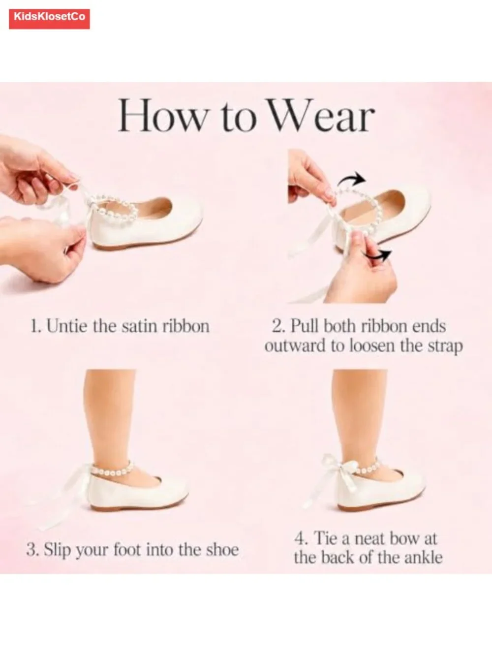Toddler Girls Mary Jane Ballet Flats with Pearl Ankle Strap, Princess Dress